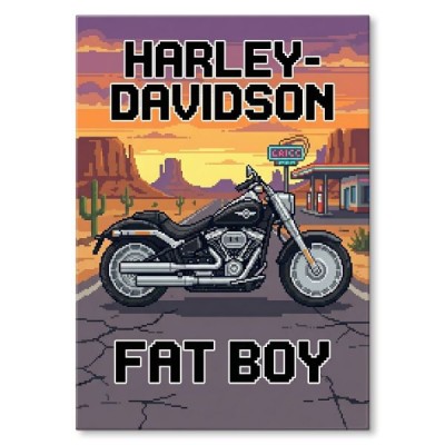 Harley-Davidson Fat Boy Retro Pixel