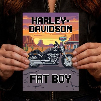 Harley-Davidson Fat Boy Retro Pixel