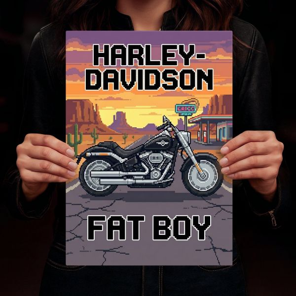 Harley-Davidson Fat Boy Retro Pixel