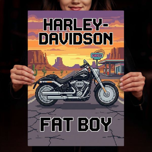 Harley-Davidson Fat Boy Retro Pixel