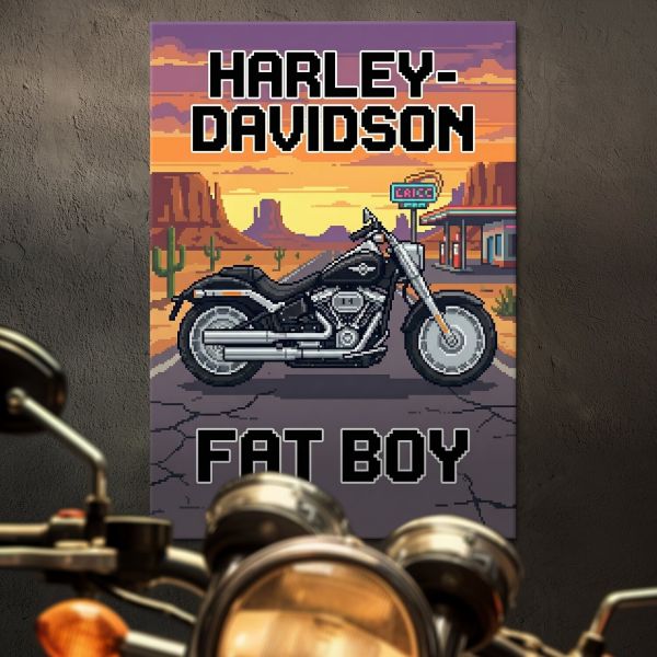 Harley-Davidson Fat Boy Retro Pixel