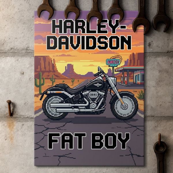 Harley-Davidson Fat Boy Retro Pixel
