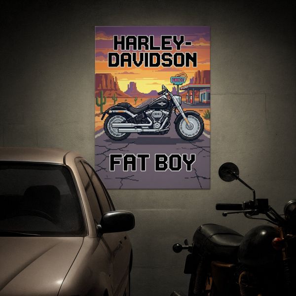 Harley-Davidson Fat Boy Retro Pixel