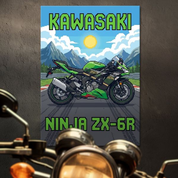 Kawasaki Ninja ZX-6R Retro Pixel