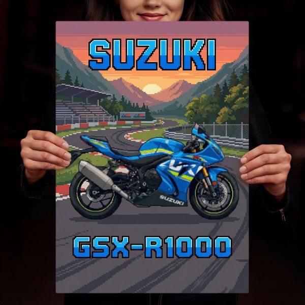 Suzuki GSX-R1000 Retro Pixel