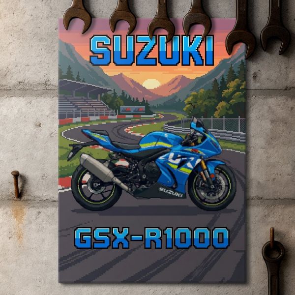 Suzuki GSX-R1000 Retro Pixel