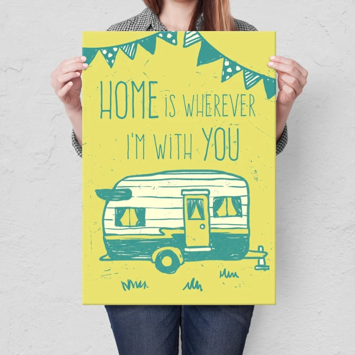 Plakat metalowy Home is wherever