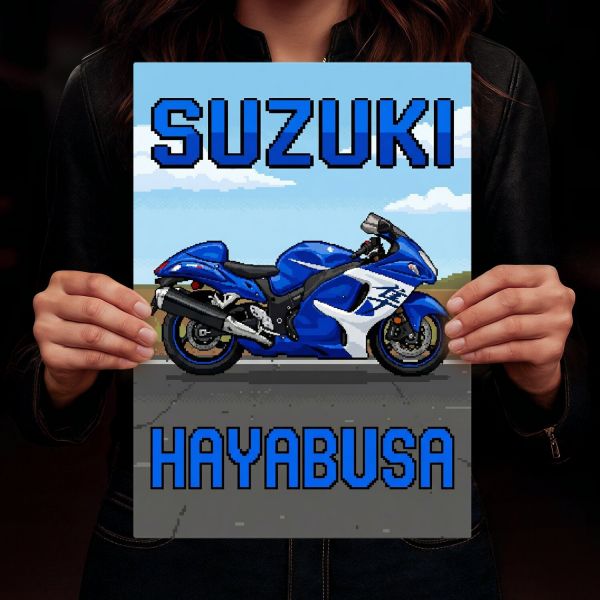 Suzuki Hayabusa Retro Pixel