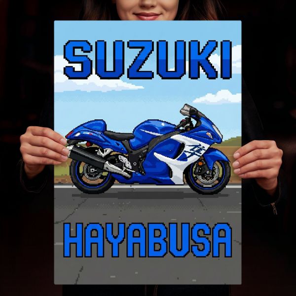 Suzuki Hayabusa Retro Pixel