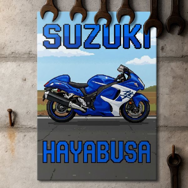 Suzuki Hayabusa Retro Pixel