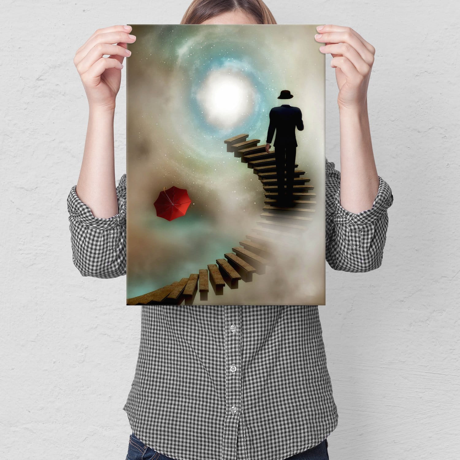 Plakat metalowy Kosmos i mężczyzna Prezent