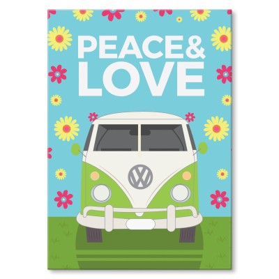 Plakat metalowy Peace & Love Hippie Prezent