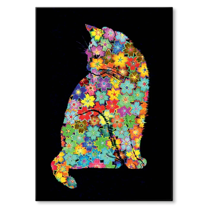 Plakat metalowy Kwiecisty kot Prezent