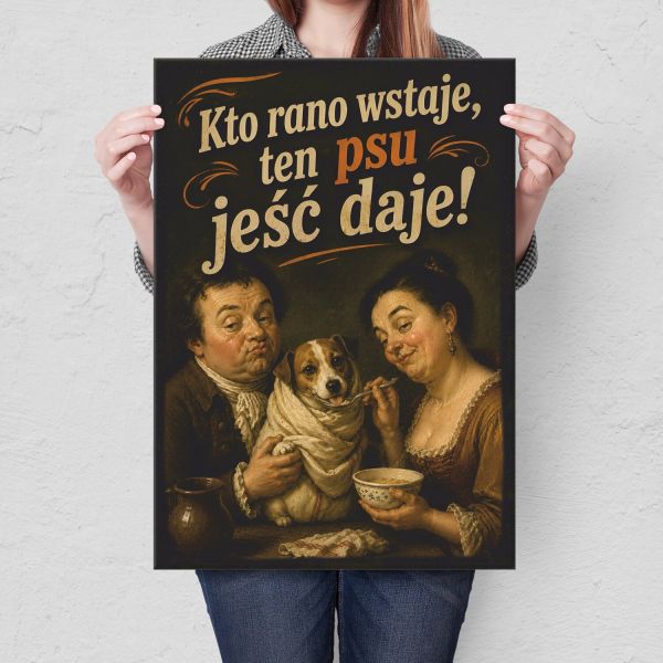 kto rano wstaje pies - vintage