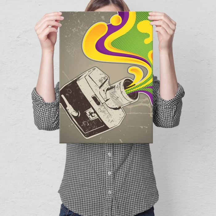 Plakat metalowy Retro kamera Prezent