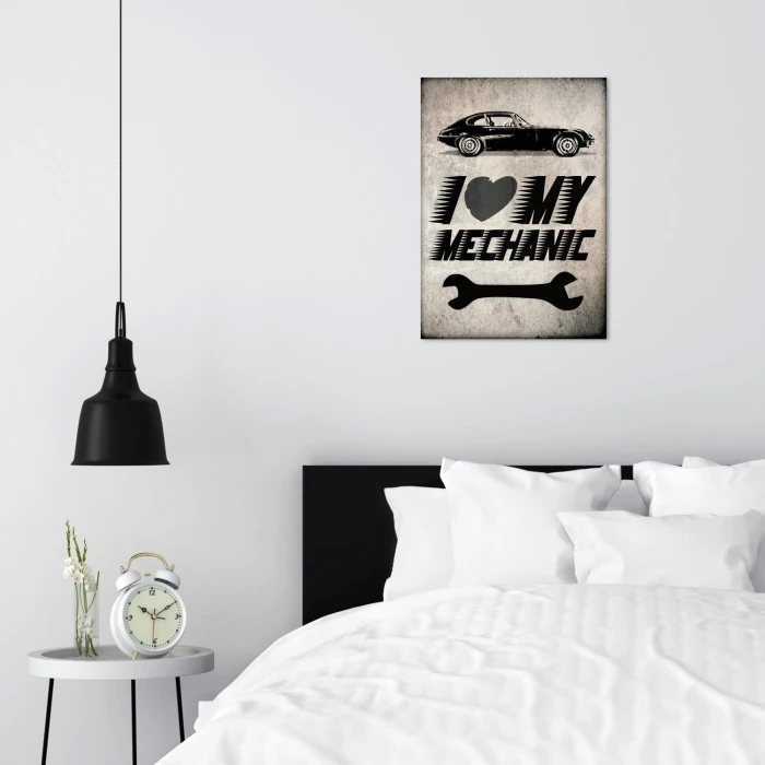 Plakat metalowy I love Mechanik Prezent