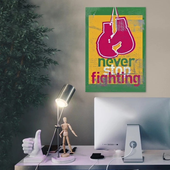 Plakat metalowy Nie przestawaj walczyć Prezent