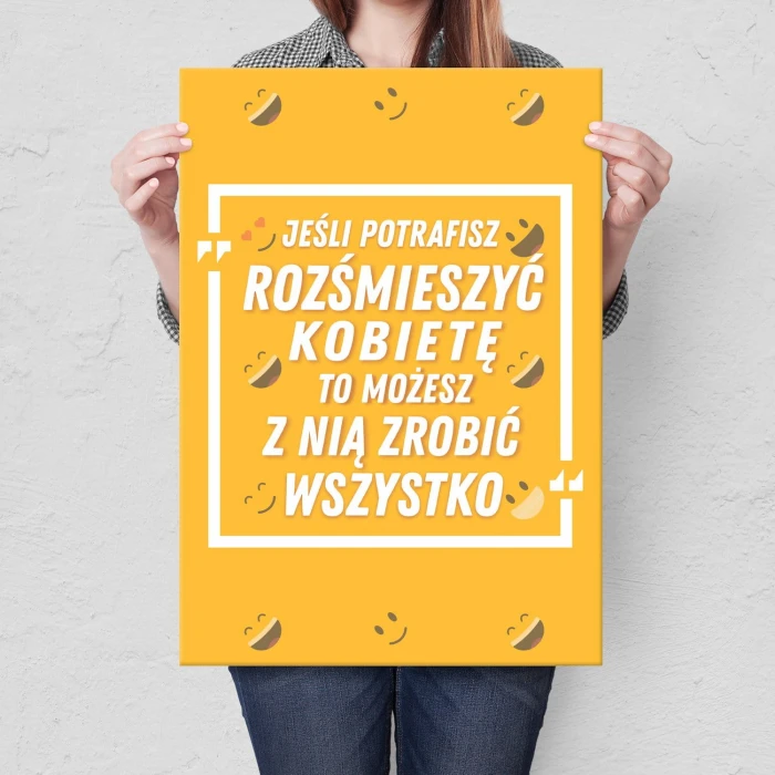 Plakat metalowy Rozśmieszyć kobietę Prezent