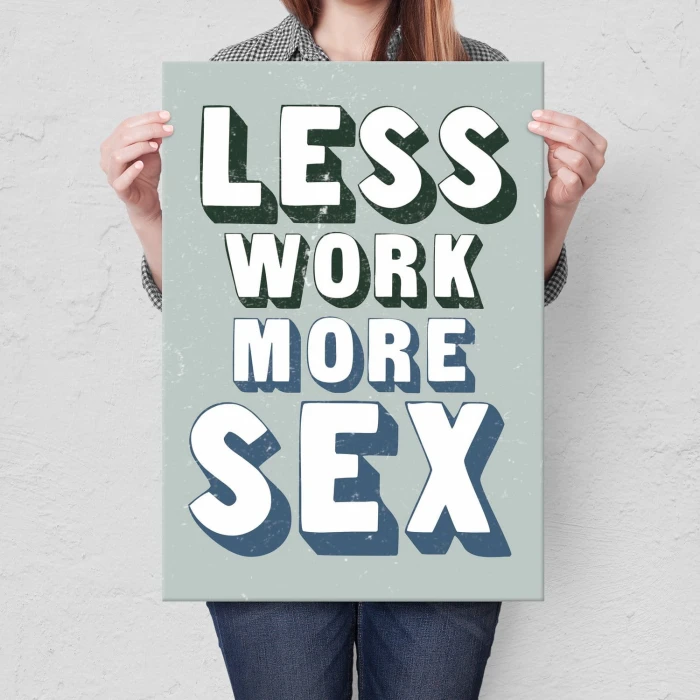 Plakat metalowy Less work more sex Prezent