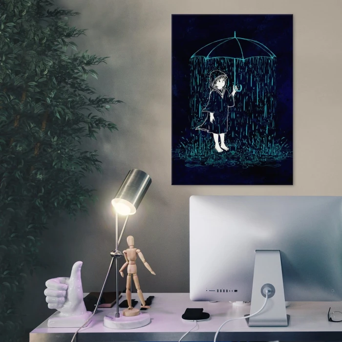 Plakat metalowy Dziewczynka z parasolką Prezent
