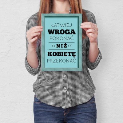 Plakat metalowy Łatwiej wroga pokonać Prezent