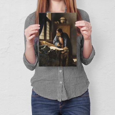 Plakat metalowy Vermeer Geograf Prezent