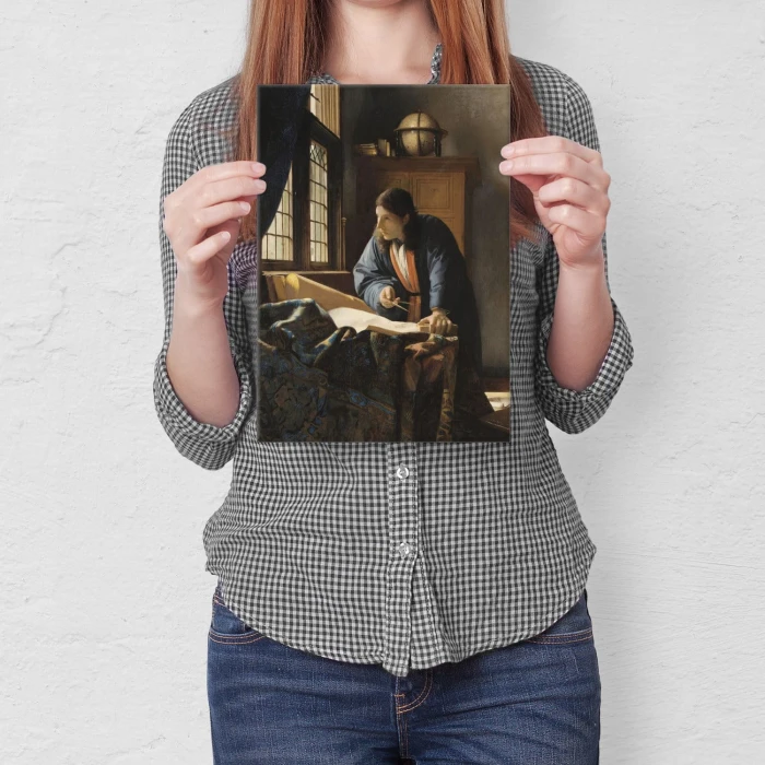 Plakat metalowy Vermeer Geograf Prezent
