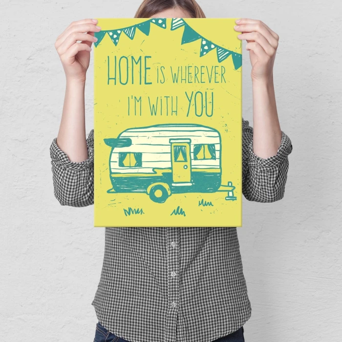 Plakat metalowy Home is wherever
