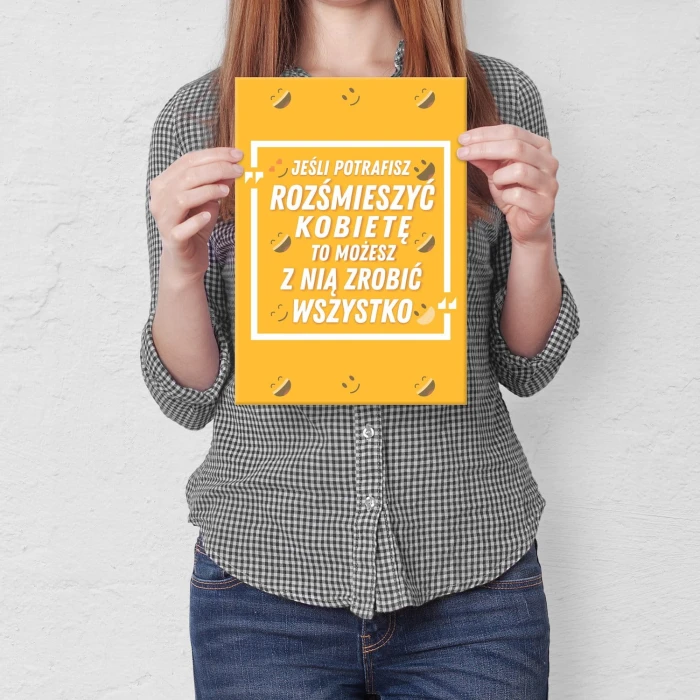 Plakat metalowy Rozśmieszyć kobietę Prezent