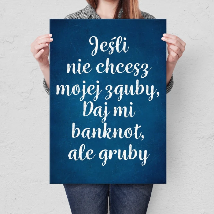 Plakat metalowy Gruby banknot Prezent