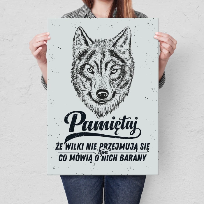 Plakat metalowy Pamiętaj że wilki Prezent