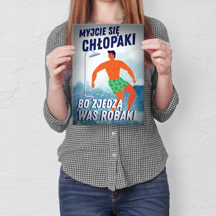 Plakat metalowy Myjcie się Prezent