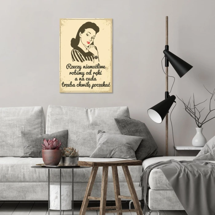 Plakat metalowy Na cuda trzeba poczekać Prezent
