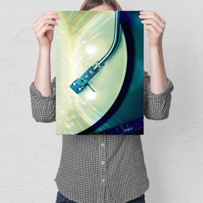 Plakat metalowy Gramofon płyta winylowa Prezent