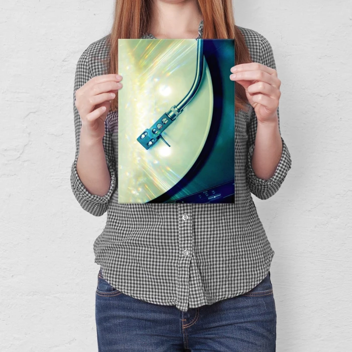 Plakat metalowy Gramofon płyta winylowa Prezent