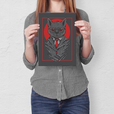 Plakat metalowy Kot z mafii Prezent