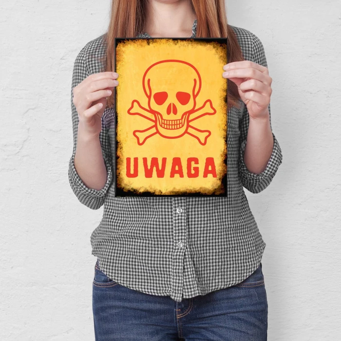 Plakat metalowy Uwaga! Prezent