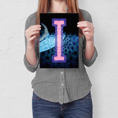 Plakat metalowy Litera I Prezent