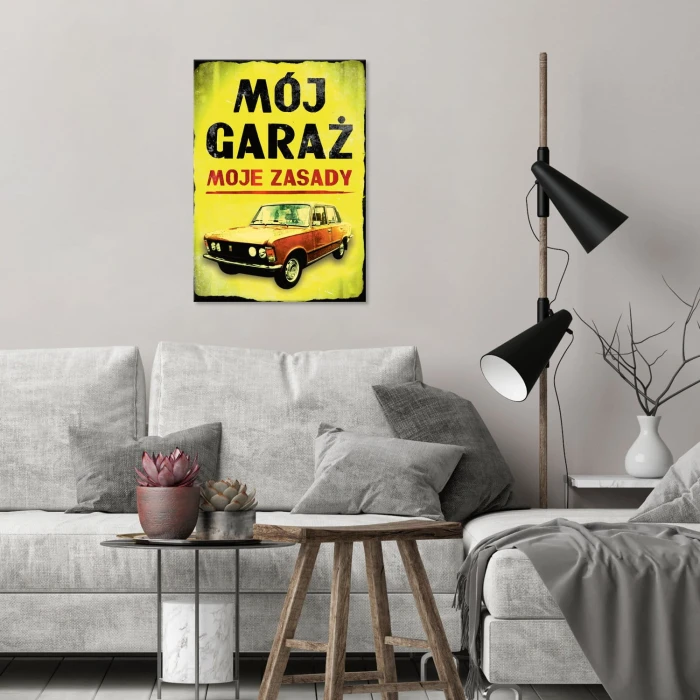 Plakat metalowy Mój garaż Fiat 125P Prezent