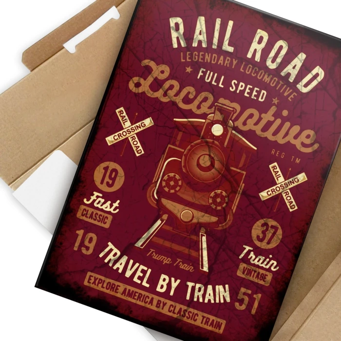 Plakat metalowy Travel by train