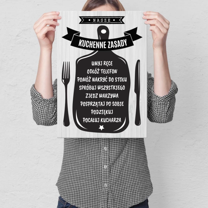 Plakat metalowy Kuchenne zasady Prezent