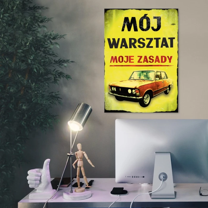Plakat metalowy Mój warsztat 125p Prezent