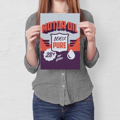 Plakat metalowy Motor oil Prezent
