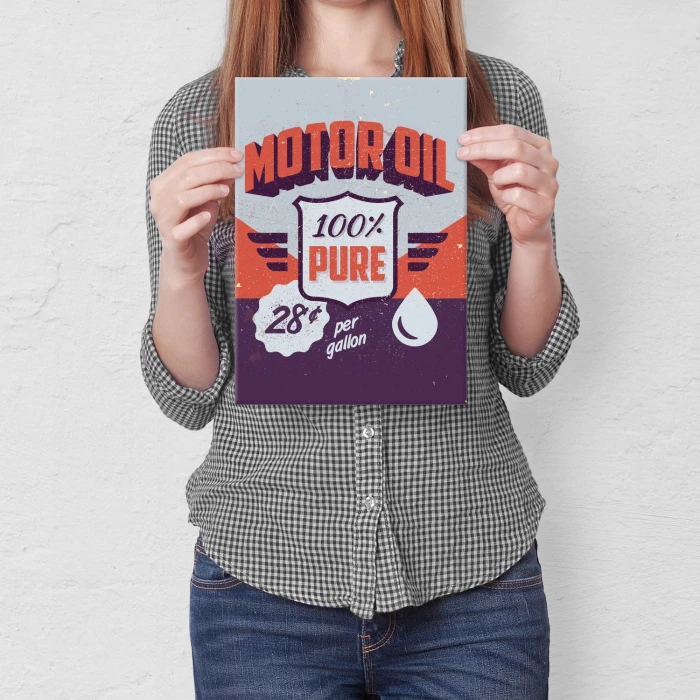 Plakat metalowy Motor oil Prezent