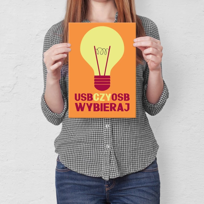 Plakat metalowy USB czy OSB Prezent