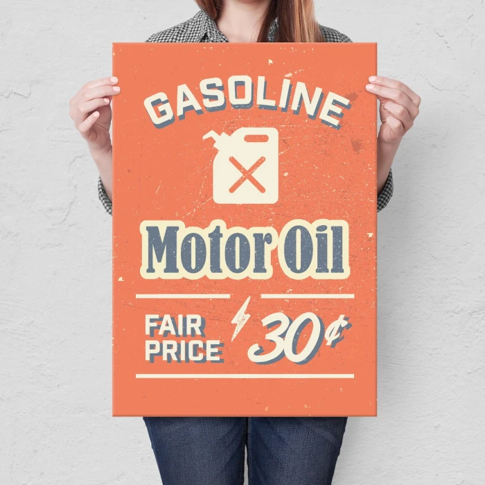 Plakat metalowy Gasoline motor oil Prezent