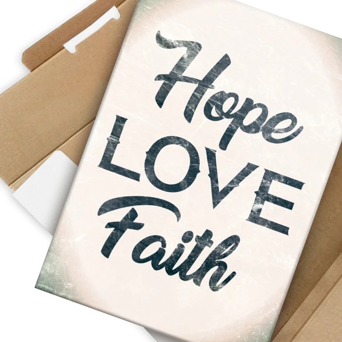 Plakat metalowy Hope Love Faith Prezent