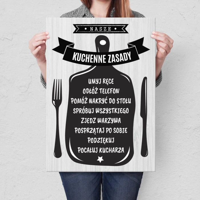 Plakat metalowy Kuchenne zasady Prezent