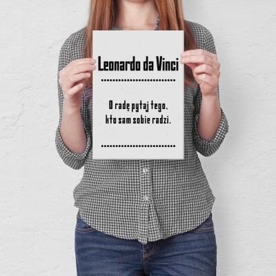 Plakat metalowy Leonardo da Vinci Cytat Prezent