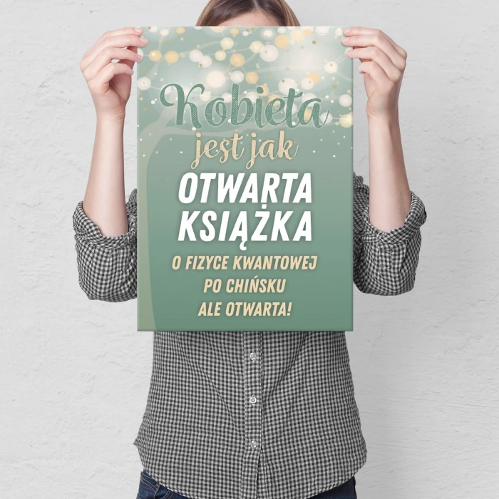 Plakat metalowy Kobieta jest jak książka Prezent
